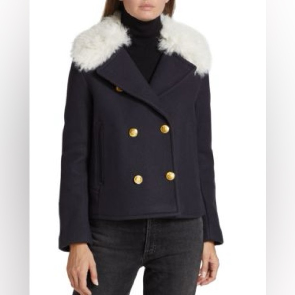 Rag & Bone Navy Peacoat with removable faux Fur Collar